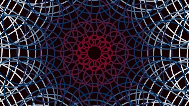 Intricate geometric abstract pattern with vibrant colors and symmetrical design