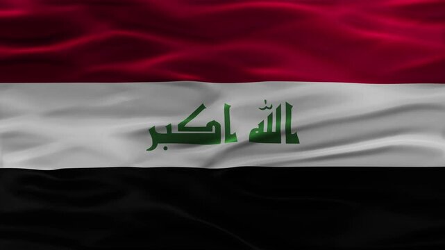 Iraq flag waving Video. Republic of Iraq flag made of satin or silk fabric. 4K Video Animation.