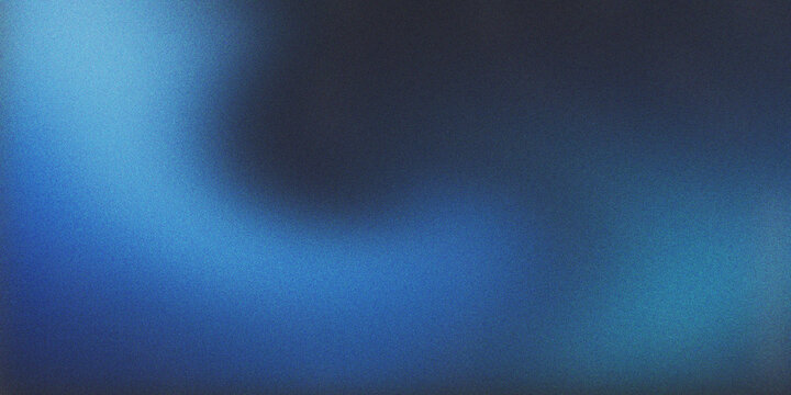 Cool abstract grainy texture background with dark gray and deep blue gradient colors creating a mesmerizing, blurry light leak effect