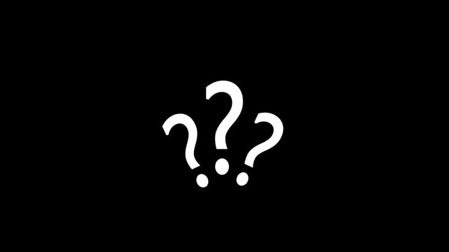 Three White Question Mark Symbols Isolated on Black Background, Minimalist Query Punctuation Mark Graphic Icon Set for Quiz, Help Center, Unknown Problem, Solution, FAQ, and Support UI Elements