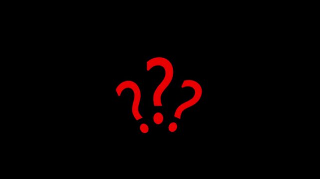 Three Red Question Mark Symbols Isolated on Black Background, Minimalist Query Punctuation Mark Graphic Icon Set for Quiz, Help Center, Unknown Problem, Solution, FAQ, and Support UI Elements