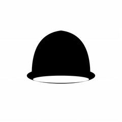 Fototapeta premium Minimalist black hat silhouette, classic headwear icon on white background, simple fashion apparel accessory graphic for logo design