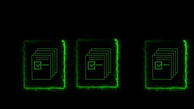 Digital Glowing checklist and approval workflow showing business document validation and task tracking system for decision   Motion Graphic Loop 4k video