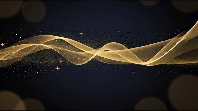Golden 50th birthday animation with flowing particles background