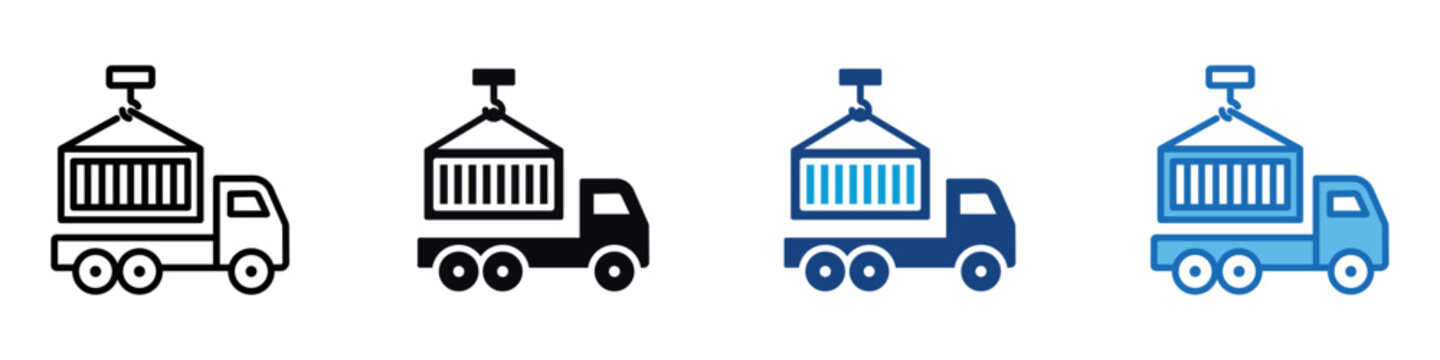 Container Truck Icon Set Multiple Style Of
