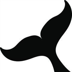 Minimalist whale tail silhouette vector, black dolphin fluke icon on white background, marine life flipper graphic for nautical logo design © Zannatul