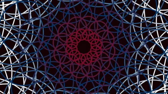 Abstract geometric pattern with interlacing lines and vibrant colors