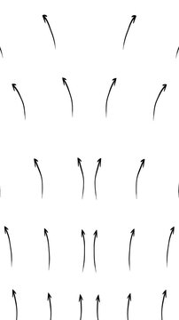 Minimal curved arrow motion black upward signs white space, repeated graphic pattern, clean directional business explainers, growth videos, tutorial graphics, infographic animations, simple overlays.