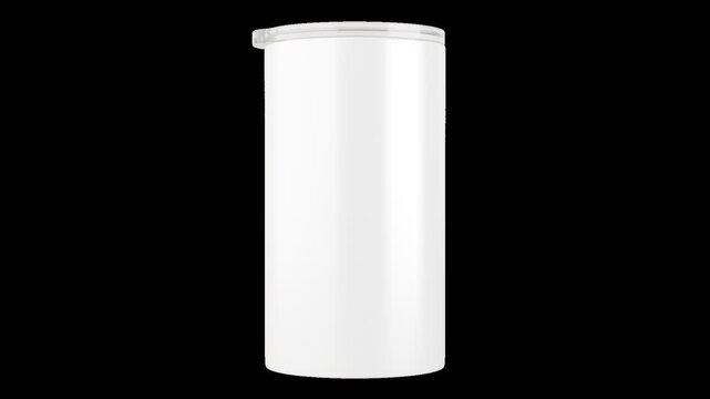 Realistic 12 oz travel tumbler on a transparent background. Suitable video for showcasing custom artwork, logos, wraps, and branding with smooth 360 animation.