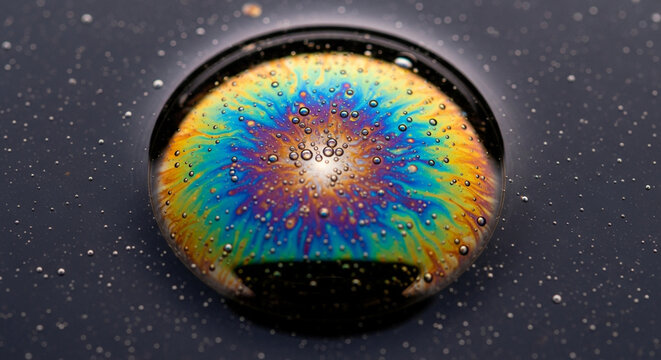 Abstract Macro Bubble Rainbow Oil Water Iridescent Swirl