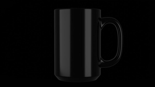 15 oz black Rotating Mug Video Mockup on Transparent Background