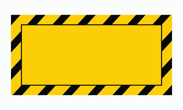 Warning stripe yellow and black rectangular frame banner for construction, industrial or danger zone graphic design element.
