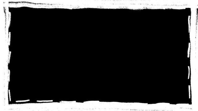 Animated Hand Drawn Rough Chalk Border Frame Overlay with Imperfect Sketch Rectangle, Seamless Loop Blackboard Style Outline for Titles, Presentations, Classroom Videos and Motion Graphics