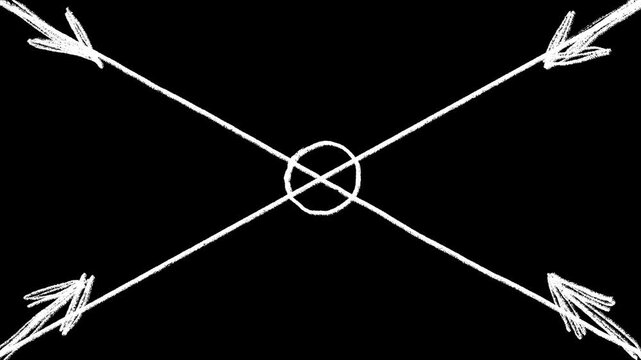 Animated Hand Drawn Crossed Arrow Sketch Overlay with Rough Pencil Doodle Lines, Seamless Loop Direction Marker for Infographics, Educational Content, Annotation Graphics and Motion Design