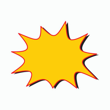 Explosion starburst yellow blank label with red and black outline for sale, discount, special offer or important message.