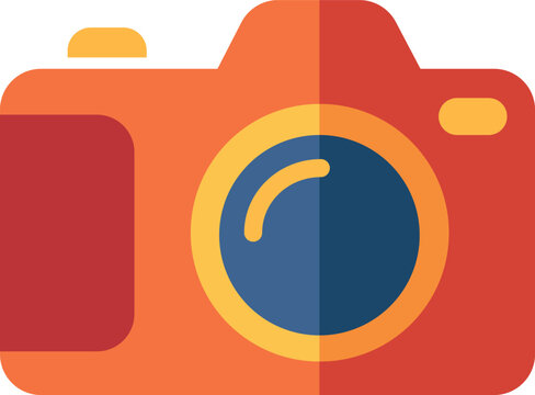 Compact photo camera front view flat icon