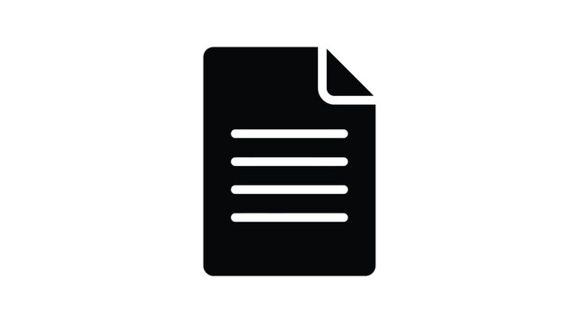 Document With Lines Silhouette On White Background