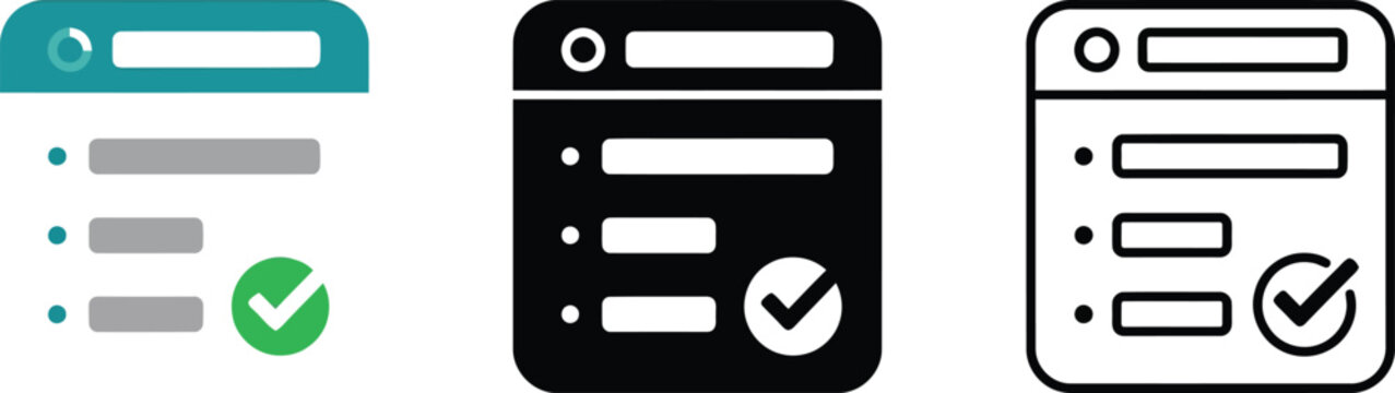 Checklist form with checked and unchecked boxes on digital devices