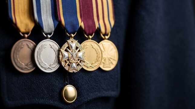 Military service awards and medals symbolizing honor and achievement