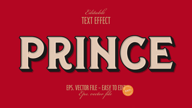 Royal Vintage Editable Text Effect. Classic Prince Text Style