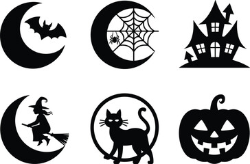 Fototapeta premium Halloween collection featuring bat, d