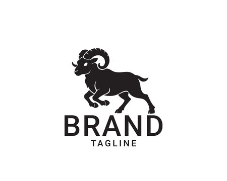 Minimalist goat logo design featuring a sleek, modern silhouette perfect for branding and identity projects. This versatile vector illustration showcases a clean geometric interpretation of a goat
