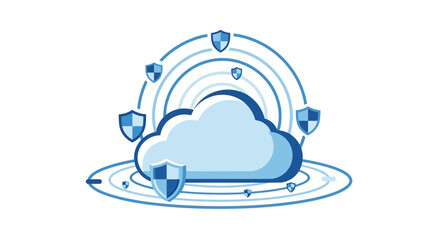 Fototapeta premium Secure Cloud Computing and Cyber Security Shield Protection Concept Illustration