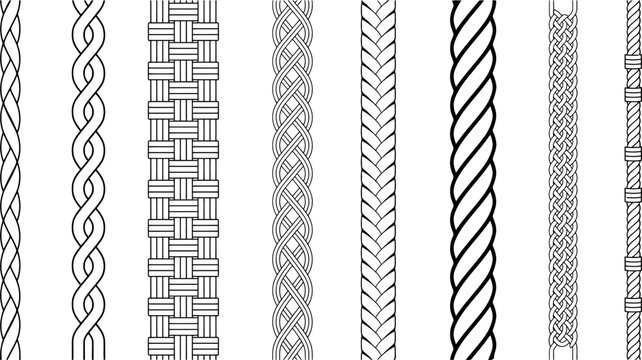 Variety of intricate black and white braided border designs