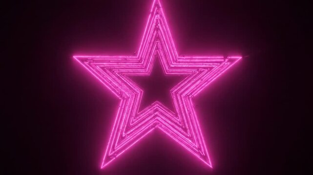 Glowing neon pink star shape on a dark background