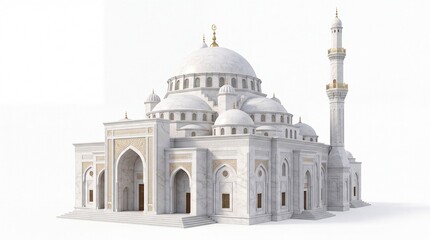 Fototapeta premium Grand mosque building with domes and minaret architecture