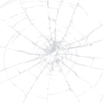 Realistic shattered glass vector with destruction and crime effect
