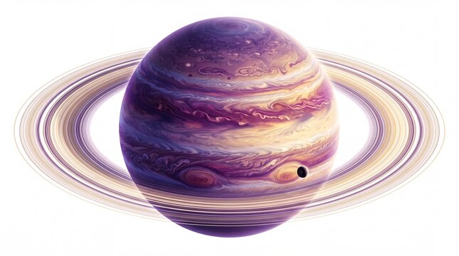 Colorful saturn planet with rings in space