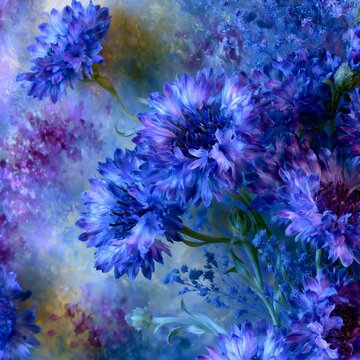 blue cornflowers background