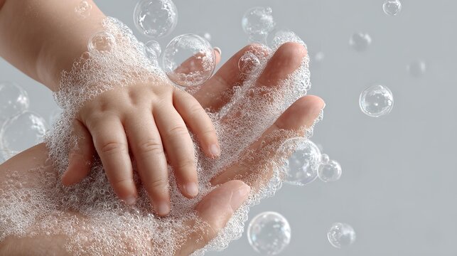 Child's hand rests gently on an adult's.