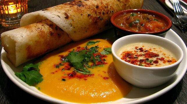 Freshly baked bread, tomato soup, and a side salad on a dining table