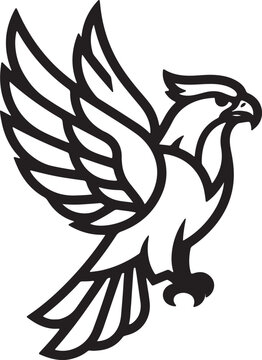 Shaheen Falcon Outline Vector Icon &ndash; Minimal Line Art Bird of Prey Illustration