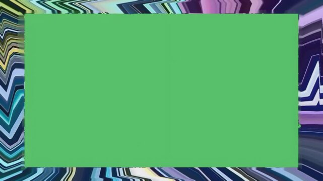 Abstract wavy neon border with a central green screen space for chroma key insertion
