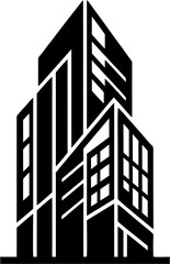 Fototapeta premium Modern Skyscraper City Building Flat Vector Icon Silhouette