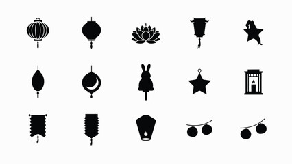 Naklejka premium Elegant black silhouette icons set with showcases minimalist black white icon collection with collection