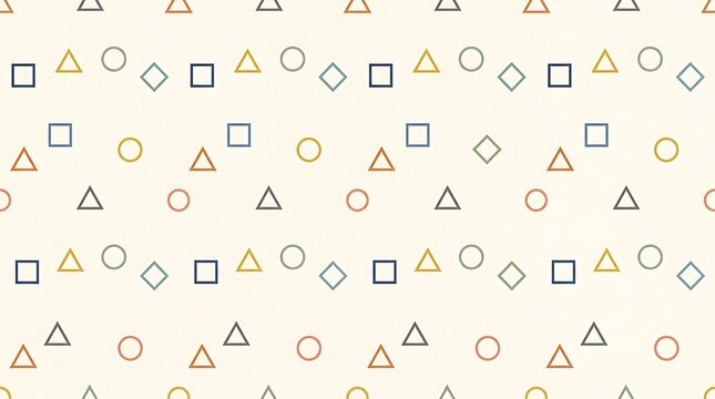 Abstract seamless pattern with geometric shapes like circles squares and triangles