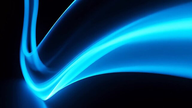Abstract blue light flowing in dark void