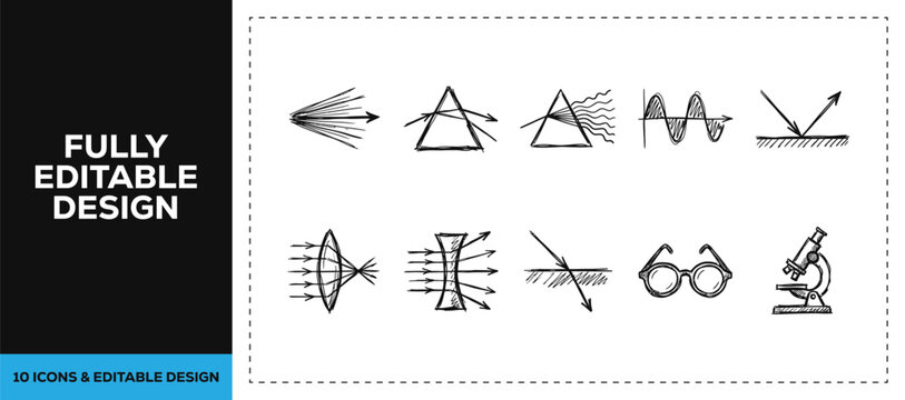 Black ink scribble hand drawn mathematics geometry and physics symbols icon set featuring doodle sketch vector illustrations for university education and research branding art res.