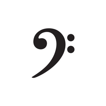 Bass clef music symbol for audio and notation on white background