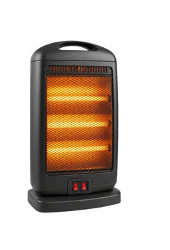 Portable electric heater with glowing heating elements and on/off switches
