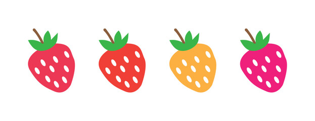 Set of colorful cartoon strawberries, vector berry icons © vectolab