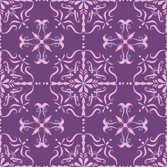 Fototapeta premium Elegant Pastel Floral Seamless Pattern in Purple and Pink