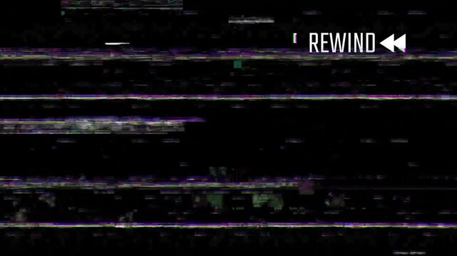 Top corner rewind analog glitch tape static 4k