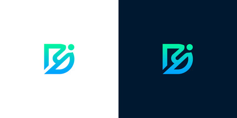 Abstract letter B S monogram logo design template vector illustration with modern tech gradient line icon © anello