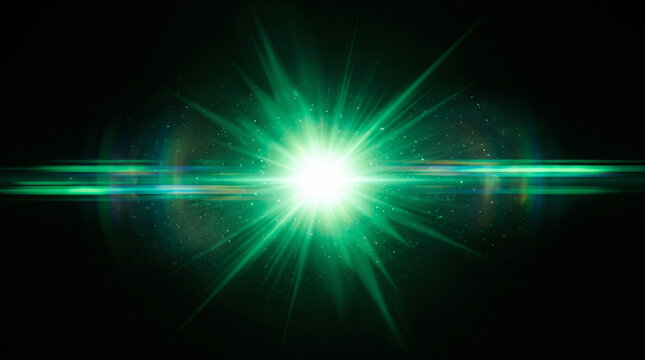 Green light explosion occurs in darkness