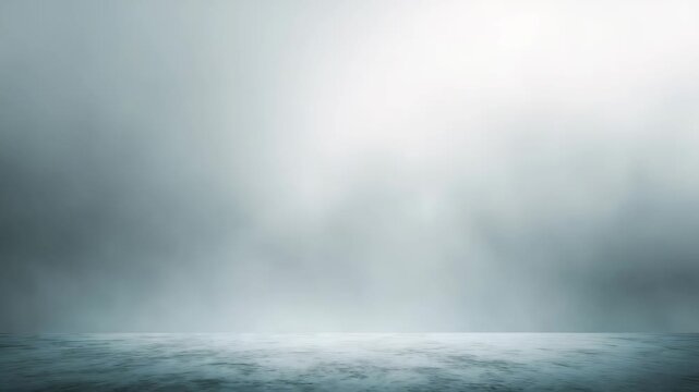 Serene empty foggy landscape with soft gradient, misty horizon, smooth reflective surface. Ideal for modern design, product display, website banner, abstract backgrounds or creative minimalist